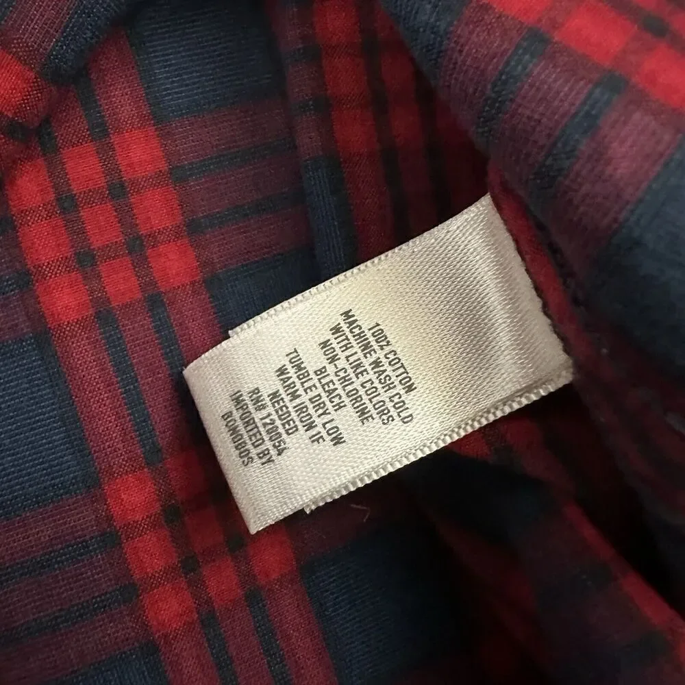 Bonobos Mens Button Up Shirt Size XL Red Blue Plaid Silm Fit Long Sleeve - Picture 7 of 12